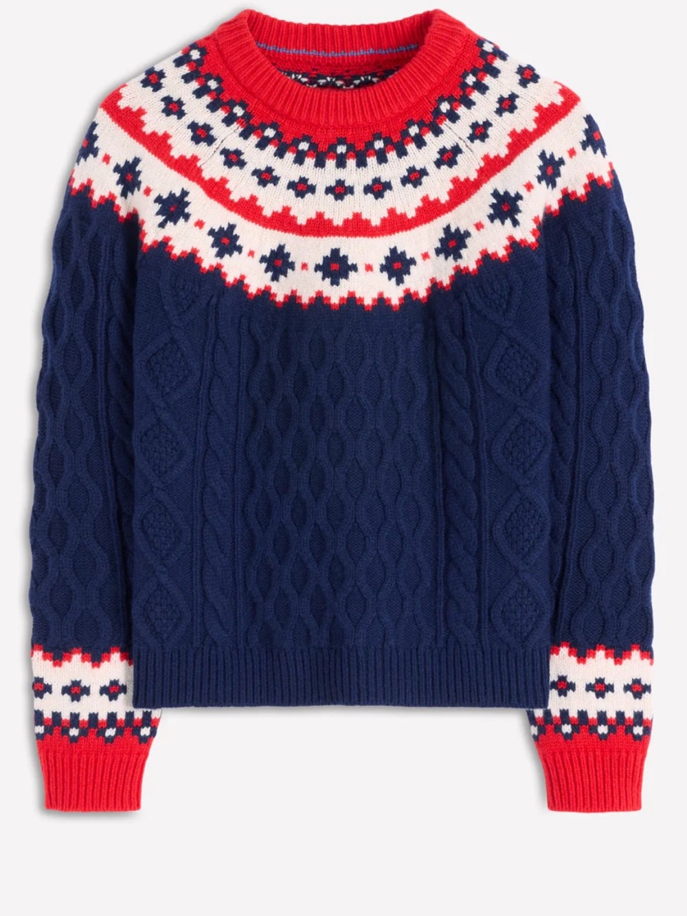 Mini Boden Kids' Fair Isle Sweater in the Navy Cable Size 4-5YRS NWT